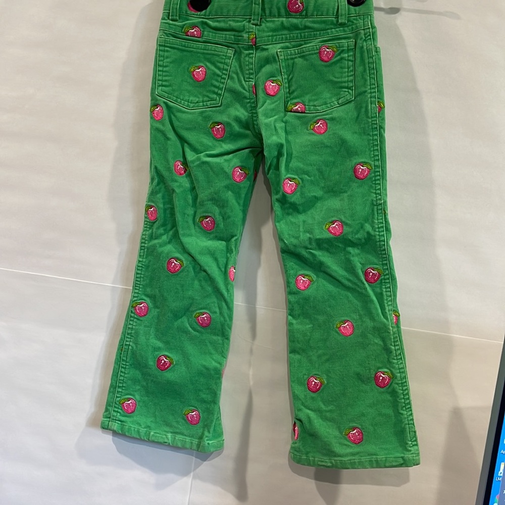 Lilly Pulitzer Girls green cords with embroidered apples size 4 - Picture 3 of 8